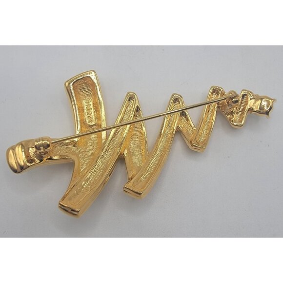 LOVELY VINTAGE MONET ABSTRACT‎ CHRISTMAS TREE PIN BROOCH GOLDTONE RHINESTONES - Picture 4 of 4